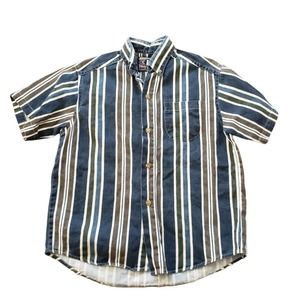 Bon Homme Boys Short Sleeve Button Down Striped Shirt Size XL 7X GUC